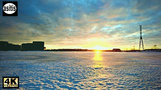 ASMR Crunchy Snow Ice - Sunset Walk on the Frozen Baltic Sea in Helsinki Finland (no talking)