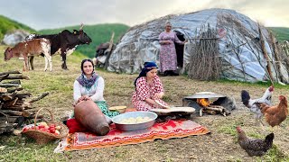 Iran’s Nomadic Lifestyle! Milking Cows And Making Butter On The Grasslands