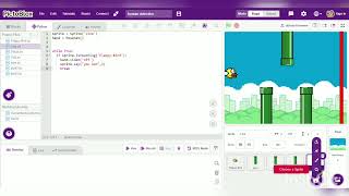 Flapping bird game using python in pictoblox