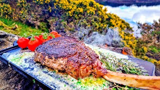 🥩The Most Delicious Tomahawk STEAK Cooked in Nature!😲 NO music! Only Nature and Food