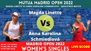 Magda Linette vs Anna Karolina Schmiedlova | Madrid Open 2022 | Qualifiers | Live Score