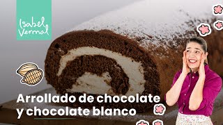 Arrollado de chocolate con crema de chocolate blanco