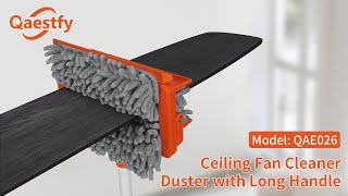 Qaestfy Ceiling Fan Cleaner Duster with 62.5‘’ Long Handle for Dusting Fan Blade Wall Floor QAE026