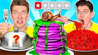 Worst Reviewed Food Mystery Wheel Challenge \u0026 How To Eat Weird Foods Like a Taro Pancake