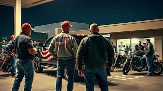 Bikers Mess with the WRONG Soldiers wearing MAGA hats at Gas Station