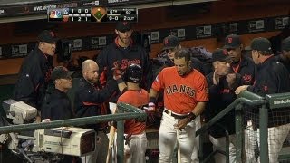 LAD@SF: Posey ties game in sixth with RBI double