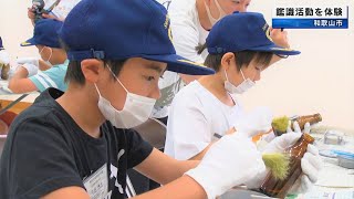 指紋の採取や足跡の確認など　小学生が鑑識活動を体験　和歌山県警本部