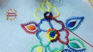 Kaj tanka(button hole stitch) || Flower embroidery | Blanket stitch