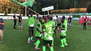 Jubilant Usman Chata Boys after a bashing ( Nigeria 7-0 Cameroon) @ SATUC WORLD CUP 2018