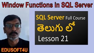 Window Functions in SQL Server--MS SQL Server complete course in Telugu-Lesson-21