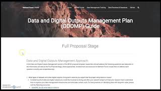 Toolkit Training 2: Data Management Plan (or DDOMP)
