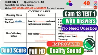 Cookery Classes IELTS Listening I Test 1 Cam 13 Listening