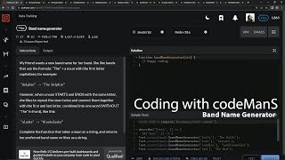 Codewars 7 kyu Band Name Generator Javascript