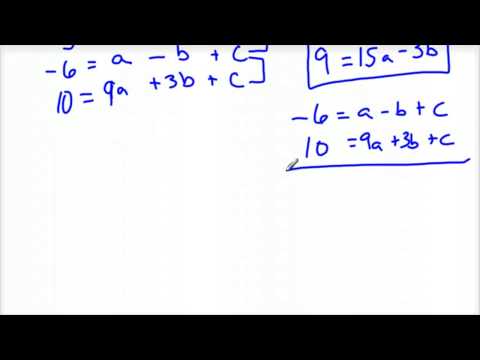 Finding the quadratic equation given three points Finding the quadratic equation given three points
