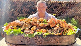 960買22斤螃蟹鮑魚扇貝，阿胖山做麻辣香鍋，12人海鮮當飯吃