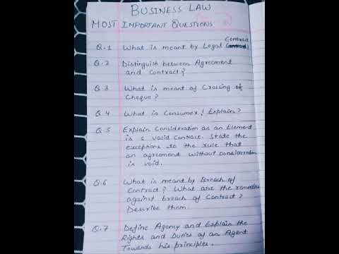 Business Law Most Important Questions For B.Com 2nd Year | BBA | BCA ...