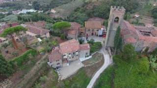 Aerial video of Buggiano Castello in Tuscany, Italy