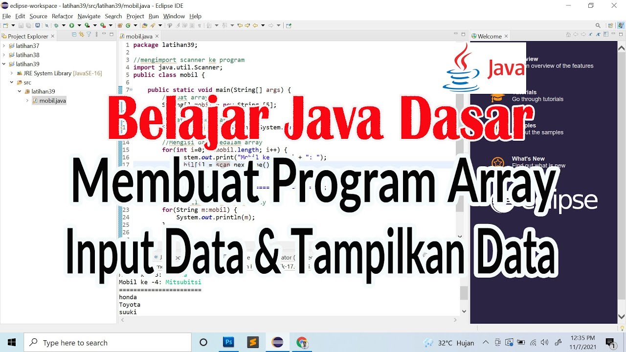 Program Array Input Data & Menampilkan Data Pada Pemrograman Java - YouTube