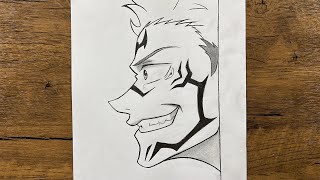 How to draw Sukuna from jujutsu kaisen step-by-step