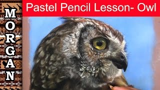 Pastel Pencils Drawing Lesson - Owl wildlife art l Jason Morgan