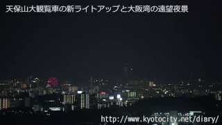 天保山大観覧車のライトアップと夜景を彩都なないろ公園から遠望 大阪府箕面市