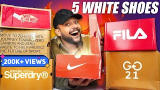 UNBOXING 5 WORLD'S BEST WHITE SNEAKERS/SHOES FOR MEN 2023 | Superdry, Nike, Vans, Fila | ONE CHANCE