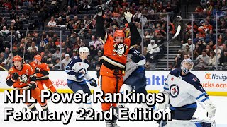 NHL Power Rankings, February 22nd 2025 Edition