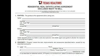Overview Residential Real Estate Listing Agreement Exclusive Right To Sell - 2025