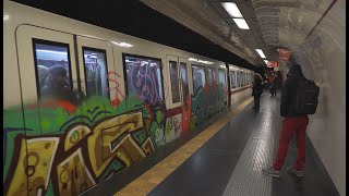 Italy, Rome, Metro night ride from FLAMINIO to MANZONI