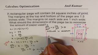 Optimization of Area of Window Paper with First and Second Derivative Test