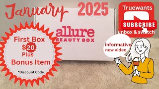 Allure Beauty Box January 2025 Unboxing + Coupon Code | ONLY $20 \u0026 FREE Bonus Item #allurebeautybox