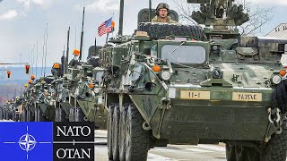 Hundreds of US military stryker vehicles have arrived near the borders of Ukraine and Poland