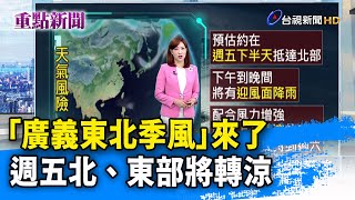 「廣義東北季風」來了 週五北、東部將轉涼【重點新聞】-20230917