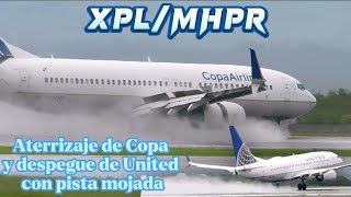 Copa aterrizando y United despegando con Pista mojada en #XPL