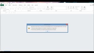 Solve Microsoft Excel Cannot Open Or Save Any More Document Because There Is Not Enough Memory
