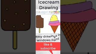 how to draw ice-cream easy step by step drawing in MS Paint #shorts,with johny johny yes papa song