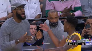 LeBron James coaching the Lakers from the sidelines | Spurs vs Lakers