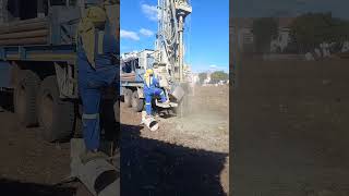 Borehole drilling 101, reaming to install steel casing #shorts  #borewell