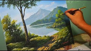 Acrylic Landscape Painting Lesson - Morning in Lake by JmLisondra