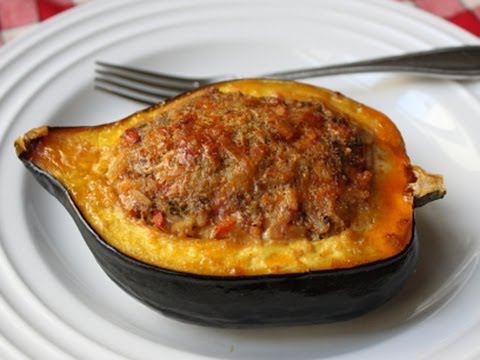 Recipe for sausage-filled turban squash