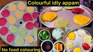 Colourful idly appam without food colour | colourful idli recipe  #rainbow #colors