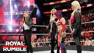 Ronda Rousey confronts Asuka, Alexa Bliss and Charlotte Flair: Royal Rumble 2018 (WWE Network)