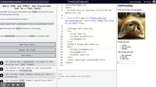 Learn Basic HTML and HTML5: Add Placeholder Text to a Text Field | freeCodeCamp.org 18