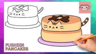 How To Draw Pusheen Cat - Fluffy Pancakes | Cute Easy Step By Step Drawing Tutorial