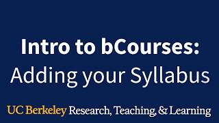 Adding Your Syllabus in bCourses