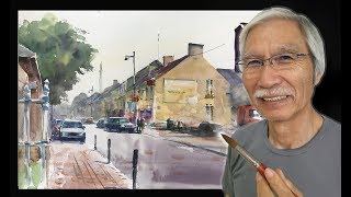 [ Eng sub ] Watercolor Tutorial | How to paint the Small town 水彩画の基本〜ヨーロッパの田舎町を描くコツ ４分講座