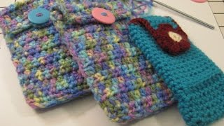 Crochet an easy  Cell Phone Pouch  -  Tutorial