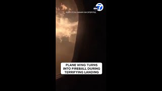 Plane wing turns into fireball during terrifying landing