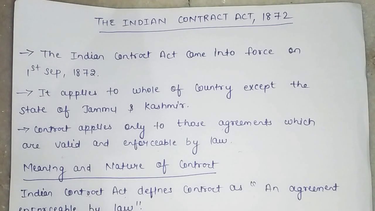 The Indian Contract Act, 1872||Meaning And Nature Of Contract ||B.com 1 ...