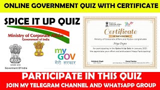 Free Government online Quiz with Certificate |  Ministry of Corporate Affairs Free Certificate